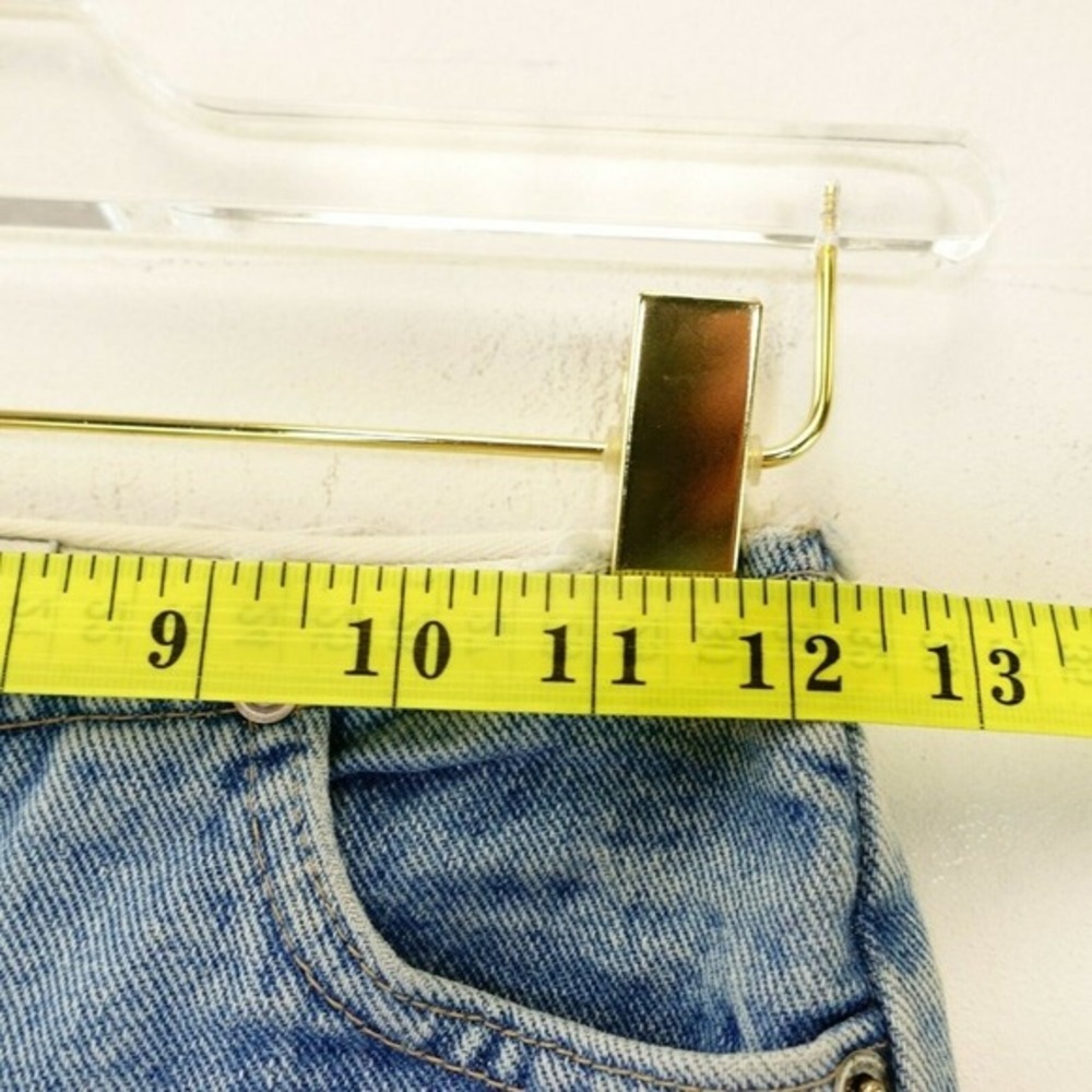 90s Y2K Festival Girls Jeans 8 Blue Distressed Denim Straight Raw Edge RAVE GIRL - Picture 6 of 11